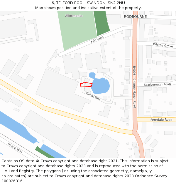 6, TELFORD POOL, SWINDON, SN2 2NU: Location map and indicative extent of plot