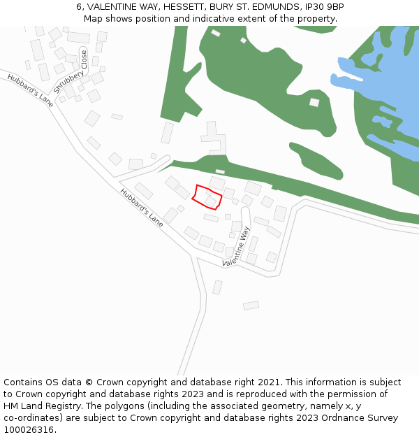 6, VALENTINE WAY, HESSETT, BURY ST. EDMUNDS, IP30 9BP: Location map and indicative extent of plot