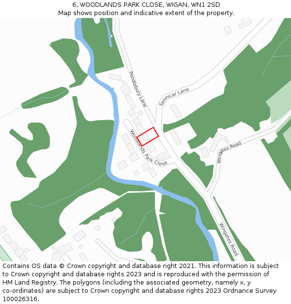 6, WOODLANDS PARK CLOSE, WIGAN, WN1 2SD: Location map and indicative extent of plot