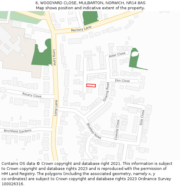 6, WOODYARD CLOSE, MULBARTON, NORWICH, NR14 8AS: Location map and indicative extent of plot