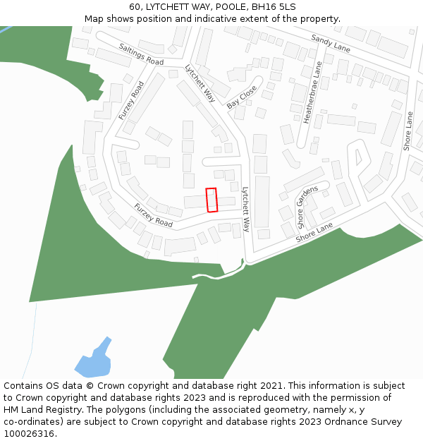 60, LYTCHETT WAY, POOLE, BH16 5LS: Location map and indicative extent of plot