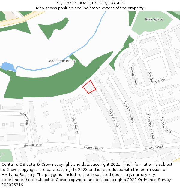 61, DANES ROAD, EXETER, EX4 4LS: Location map and indicative extent of plot