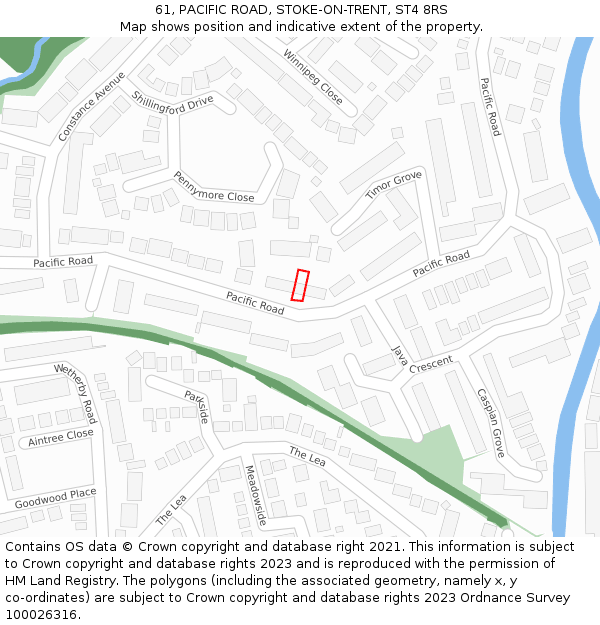 61, PACIFIC ROAD, STOKE-ON-TRENT, ST4 8RS: Location map and indicative extent of plot