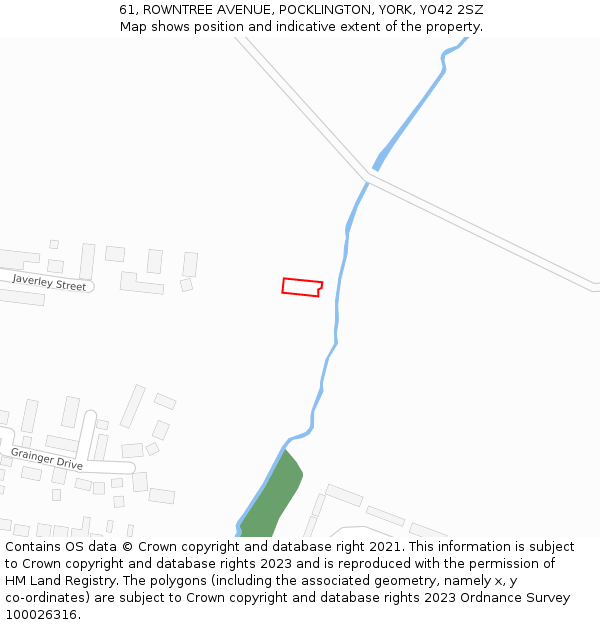 61, ROWNTREE AVENUE, POCKLINGTON, YORK, YO42 2SZ: Location map and indicative extent of plot