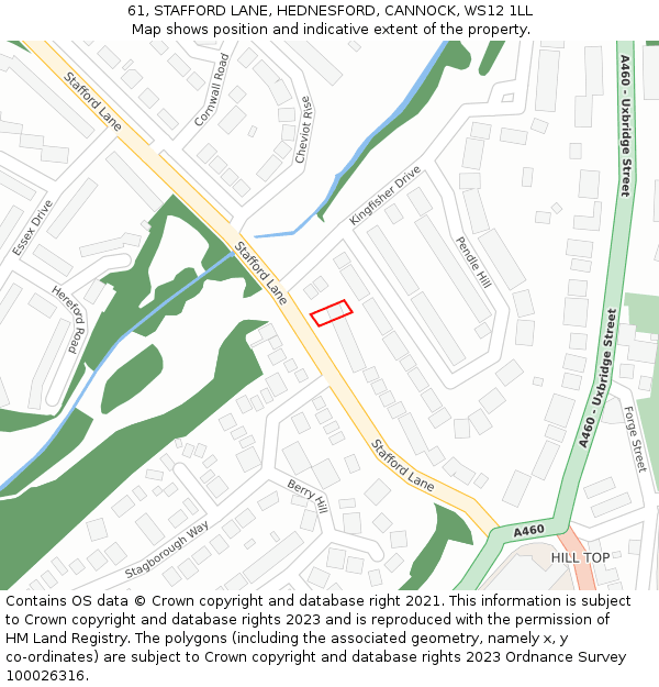 61, STAFFORD LANE, HEDNESFORD, CANNOCK, WS12 1LL: Location map and indicative extent of plot