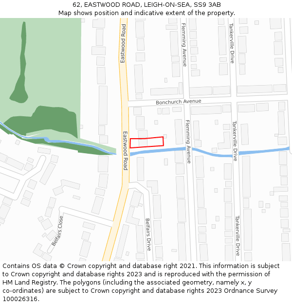 62, EASTWOOD ROAD, LEIGH-ON-SEA, SS9 3AB: Location map and indicative extent of plot