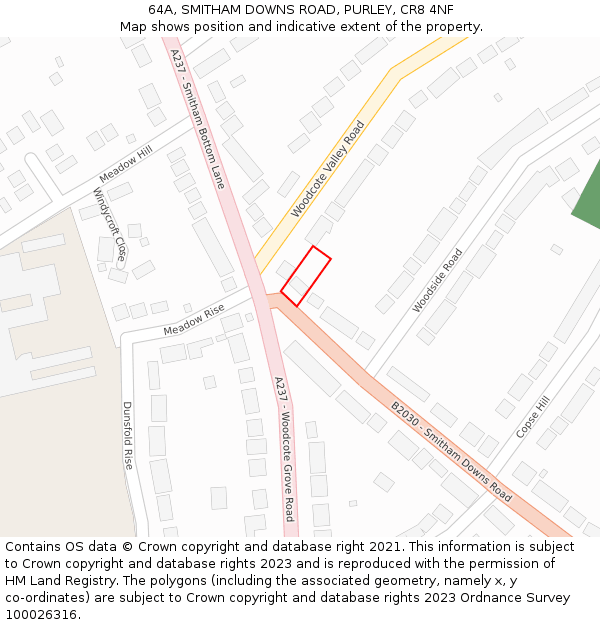 64A, SMITHAM DOWNS ROAD, PURLEY, CR8 4NF: Location map and indicative extent of plot