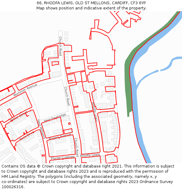 66, RHODFA LEWIS, OLD ST MELLONS, CARDIFF, CF3 6YP: Location map and indicative extent of plot