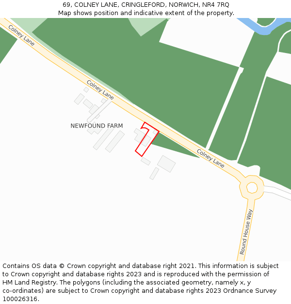 69, COLNEY LANE, CRINGLEFORD, NORWICH, NR4 7RQ: Location map and indicative extent of plot