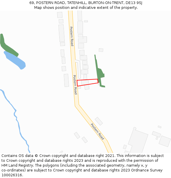 69, POSTERN ROAD, TATENHILL, BURTON-ON-TRENT, DE13 9SJ: Location map and indicative extent of plot