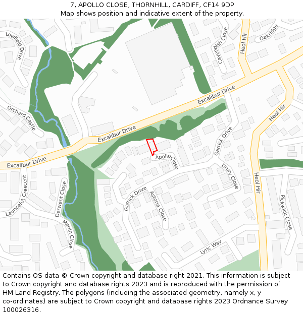 7, APOLLO CLOSE, THORNHILL, CARDIFF, CF14 9DP: Location map and indicative extent of plot