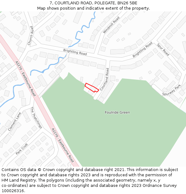 7, COURTLAND ROAD, POLEGATE, BN26 5BE: Location map and indicative extent of plot