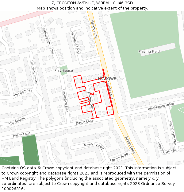 7, CRONTON AVENUE, WIRRAL, CH46 3SD: Location map and indicative extent of plot