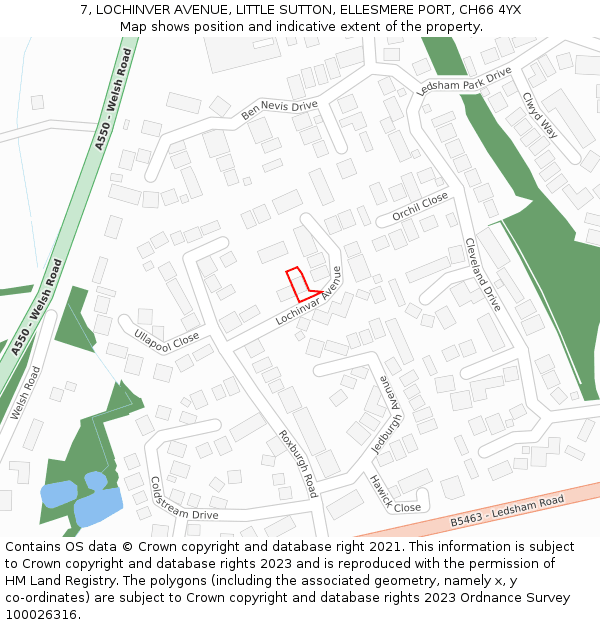 7, LOCHINVER AVENUE, LITTLE SUTTON, ELLESMERE PORT, CH66 4YX: Location map and indicative extent of plot