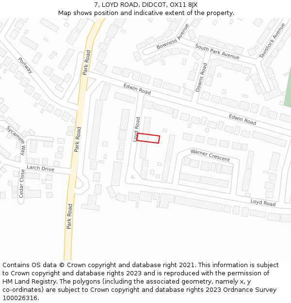 7, LOYD ROAD, DIDCOT, OX11 8JX: Location map and indicative extent of plot