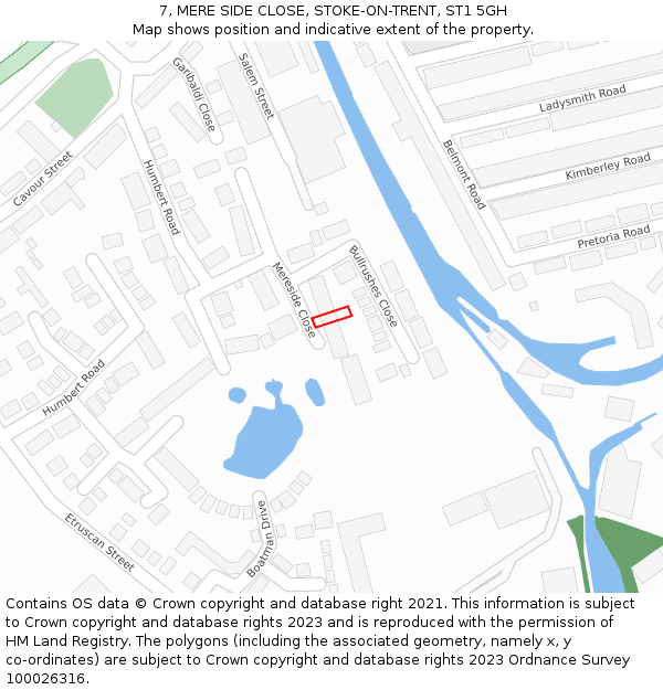 7, MERE SIDE CLOSE, STOKE-ON-TRENT, ST1 5GH: Location map and indicative extent of plot