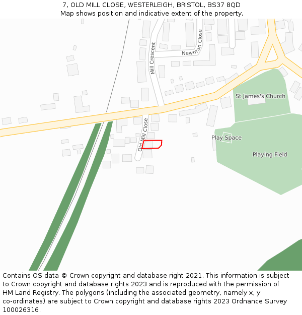 7, OLD MILL CLOSE, WESTERLEIGH, BRISTOL, BS37 8QD: Location map and indicative extent of plot