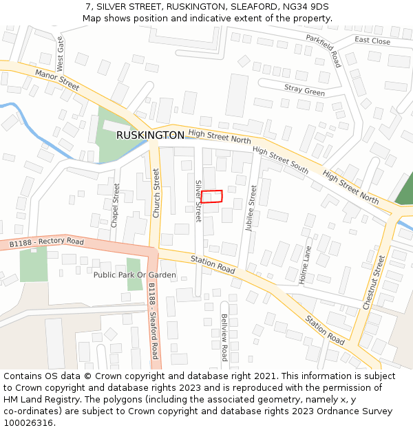 7, SILVER STREET, RUSKINGTON, SLEAFORD, NG34 9DS: Location map and indicative extent of plot