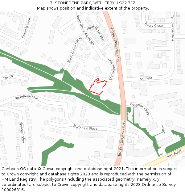 7, STONEDENE PARK, WETHERBY, LS22 7FZ: Location map and indicative extent of plot