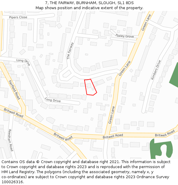 7, THE FAIRWAY, BURNHAM, SLOUGH, SL1 8DS: Location map and indicative extent of plot