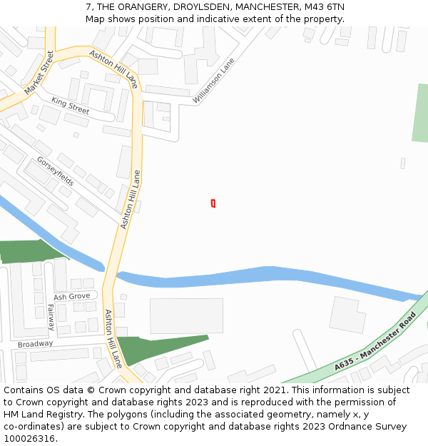 7, THE ORANGERY, DROYLSDEN, MANCHESTER, M43 6TN: Location map and indicative extent of plot