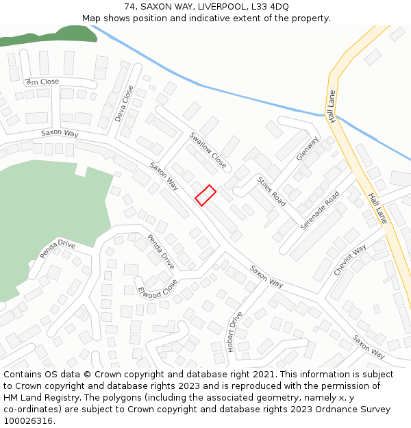 74, SAXON WAY, LIVERPOOL, L33 4DQ: Location map and indicative extent of plot