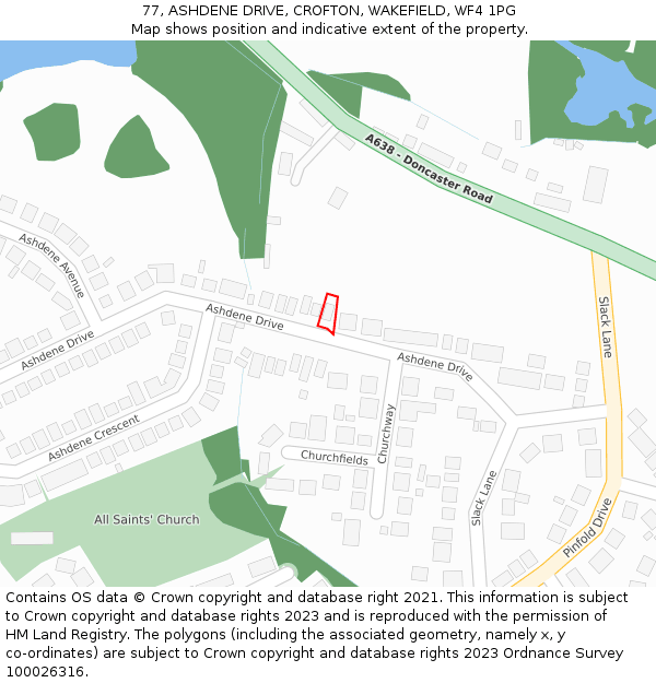 77, ASHDENE DRIVE, CROFTON, WAKEFIELD, WF4 1PG: Location map and indicative extent of plot