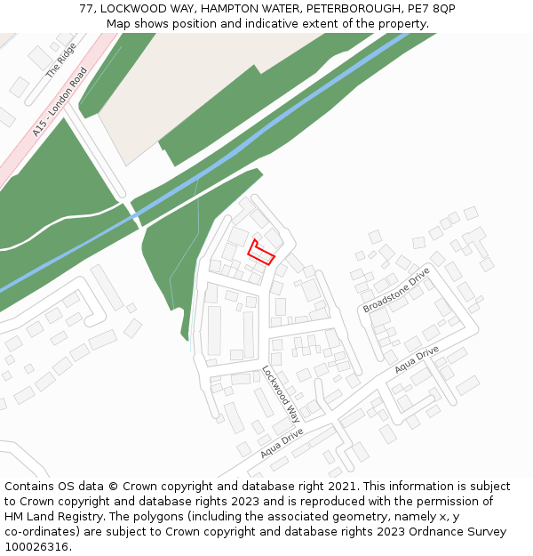 77, LOCKWOOD WAY, HAMPTON WATER, PETERBOROUGH, PE7 8QP: Location map and indicative extent of plot