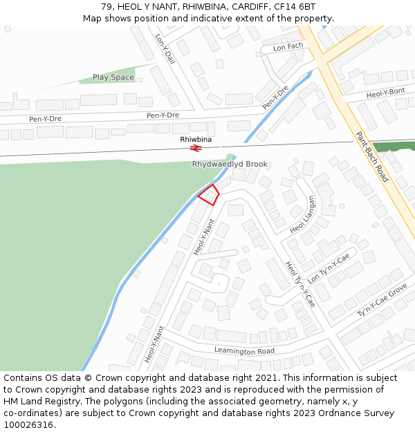 79, HEOL Y NANT, RHIWBINA, CARDIFF, CF14 6BT: Location map and indicative extent of plot