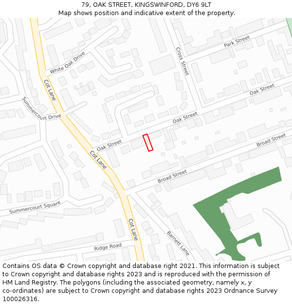 79, OAK STREET, KINGSWINFORD, DY6 9LT: Location map and indicative extent of plot