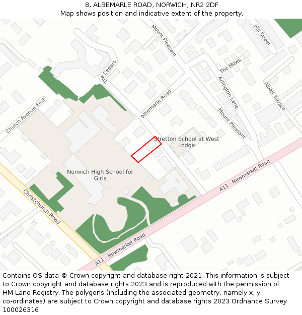 8, ALBEMARLE ROAD, NORWICH, NR2 2DF: Location map and indicative extent of plot