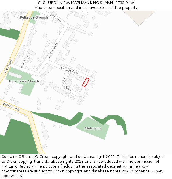 8, CHURCH VIEW, MARHAM, KING'S LYNN, PE33 9HW: Location map and indicative extent of plot