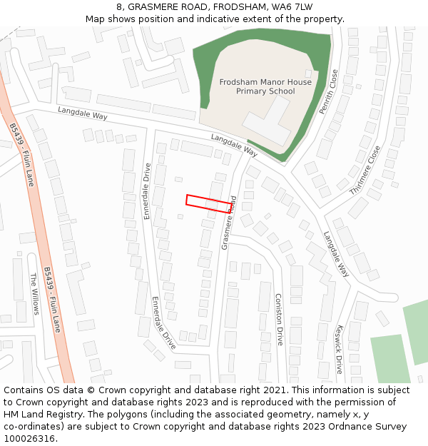 8, GRASMERE ROAD, FRODSHAM, WA6 7LW: Location map and indicative extent of plot