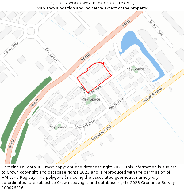 8, HOLLY WOOD WAY, BLACKPOOL, FY4 5FQ: Location map and indicative extent of plot