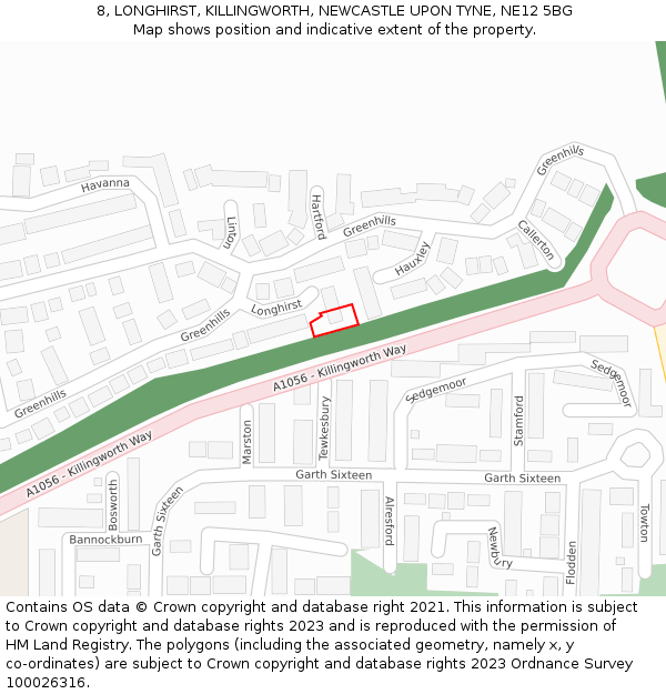 8, LONGHIRST, KILLINGWORTH, NEWCASTLE UPON TYNE, NE12 5BG: Location map and indicative extent of plot