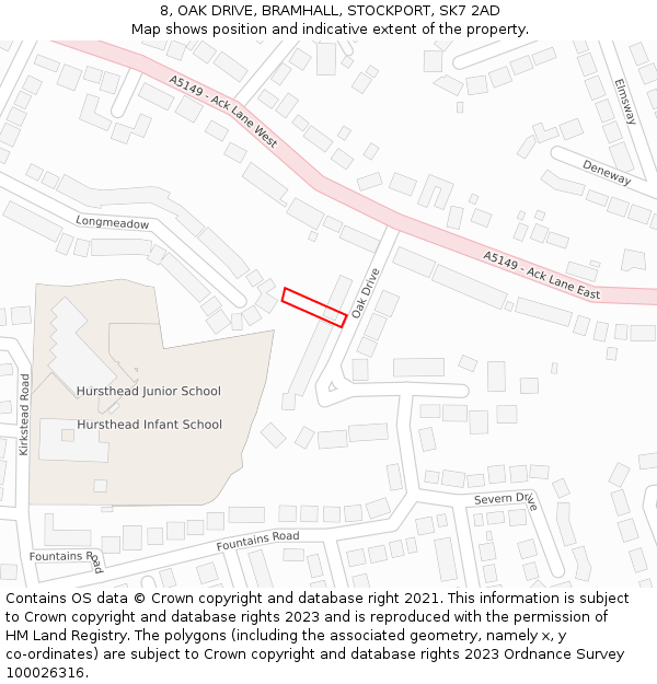 8, OAK DRIVE, BRAMHALL, STOCKPORT, SK7 2AD: Location map and indicative extent of plot