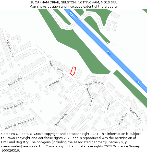 8, OAKHAM DRIVE, SELSTON, NOTTINGHAM, NG16 6RR: Location map and indicative extent of plot