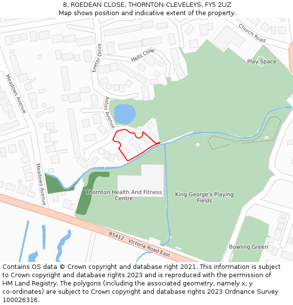 8, ROEDEAN CLOSE, THORNTON-CLEVELEYS, FY5 2UZ: Location map and indicative extent of plot