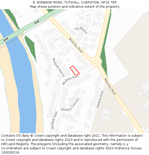 8, WYEBANK ROAD, TUTSHILL, CHEPSTOW, NP16 7ER: Location map and indicative extent of plot