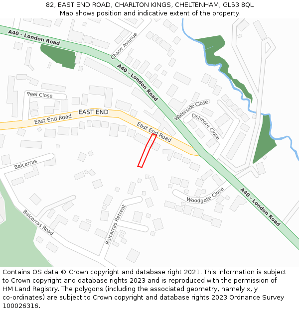 82, EAST END ROAD, CHARLTON KINGS, CHELTENHAM, GL53 8QL: Location map and indicative extent of plot