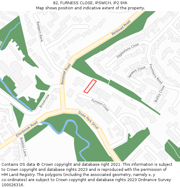82, FURNESS CLOSE, IPSWICH, IP2 9YA: Location map and indicative extent of plot