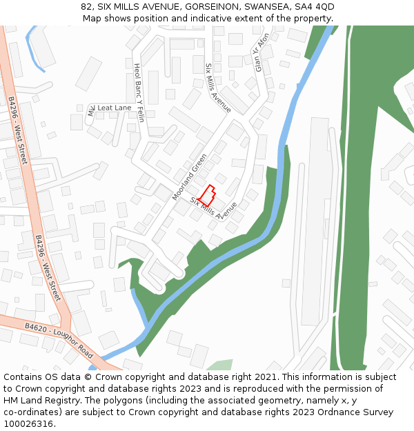 82, SIX MILLS AVENUE, GORSEINON, SWANSEA, SA4 4QD: Location map and indicative extent of plot