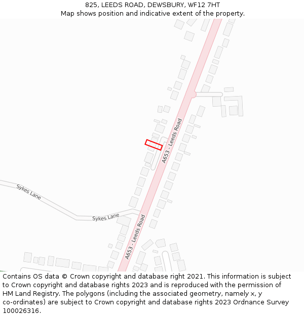 825, LEEDS ROAD, DEWSBURY, WF12 7HT: Location map and indicative extent of plot