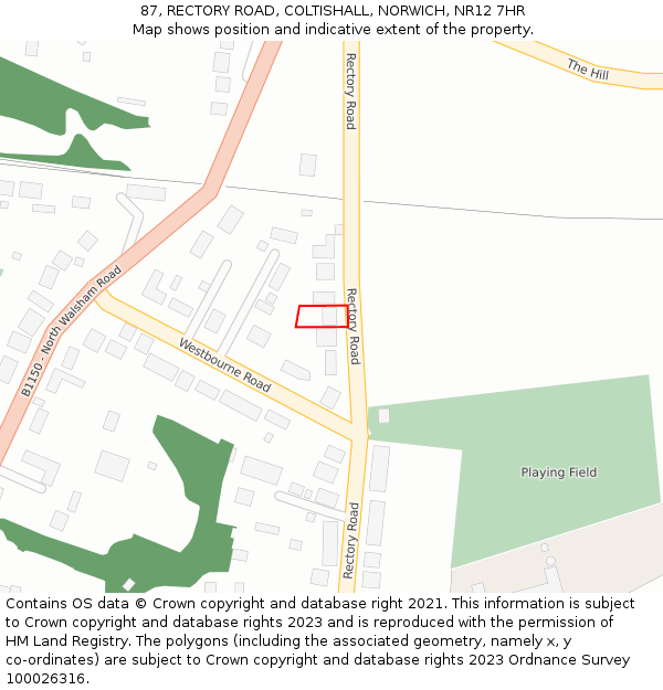 87, RECTORY ROAD, COLTISHALL, NORWICH, NR12 7HR: Location map and indicative extent of plot