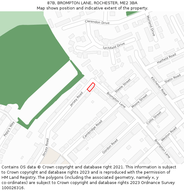 87B, BROMPTON LANE, ROCHESTER, ME2 3BA: Location map and indicative extent of plot