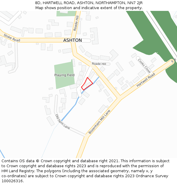 8D, HARTWELL ROAD, ASHTON, NORTHAMPTON, NN7 2JR: Location map and indicative extent of plot