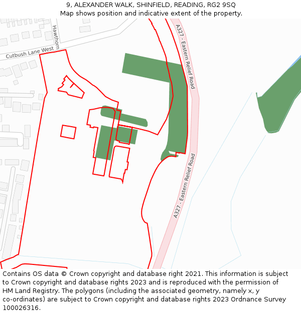 9, ALEXANDER WALK, SHINFIELD, READING, RG2 9SQ: Location map and indicative extent of plot