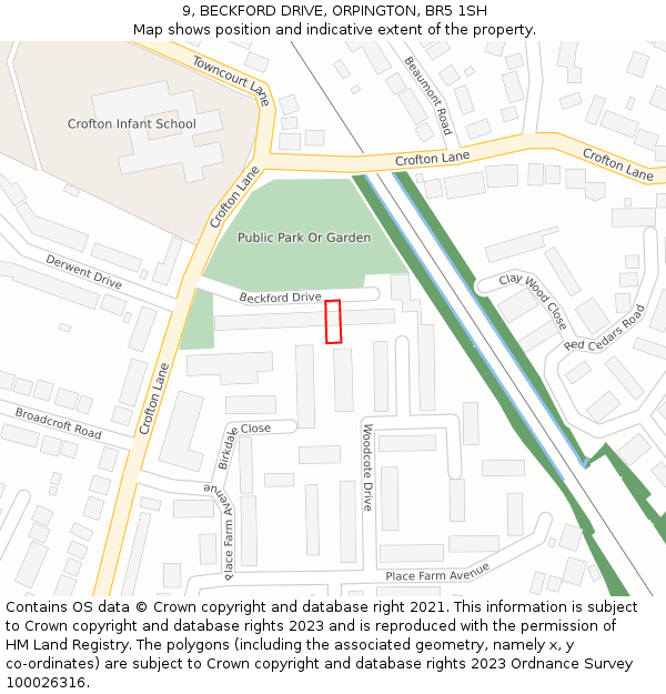 9, BECKFORD DRIVE, ORPINGTON, BR5 1SH: Location map and indicative extent of plot