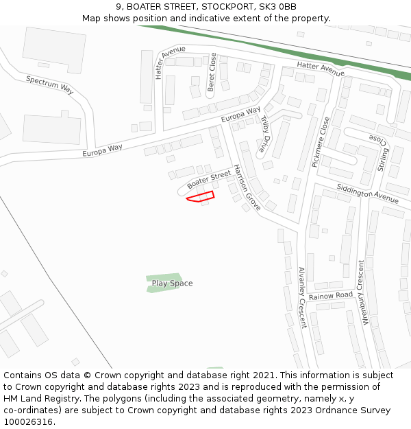 9, BOATER STREET, STOCKPORT, SK3 0BB: Location map and indicative extent of plot