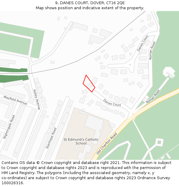 9, DANES COURT, DOVER, CT16 2QE: Location map and indicative extent of plot